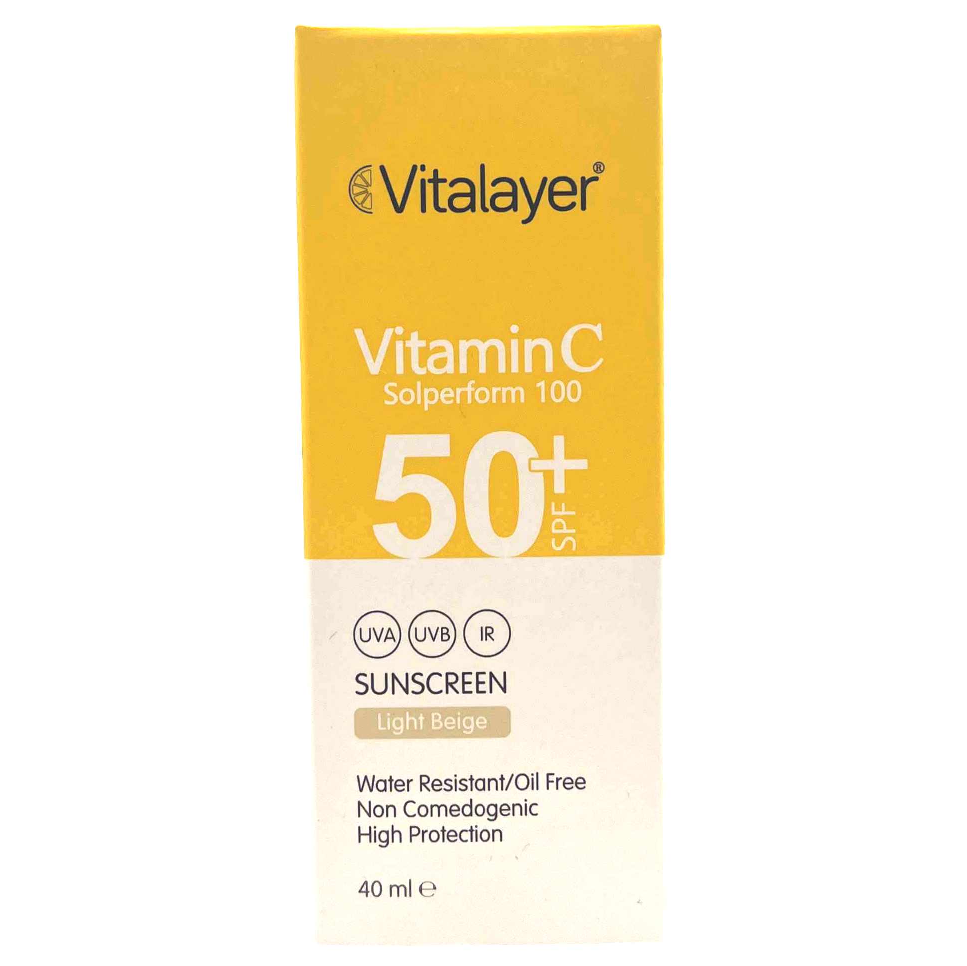  ضد آفتاب فلوئید SPF50 حاوی ویتامین C بژ روشن ویتالیر Vitalayer 